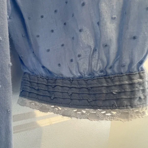 Eileen West Blue Swiss Dot Button Down Cotton Nightgown Womens Small Cottage - Picture 4 of 11